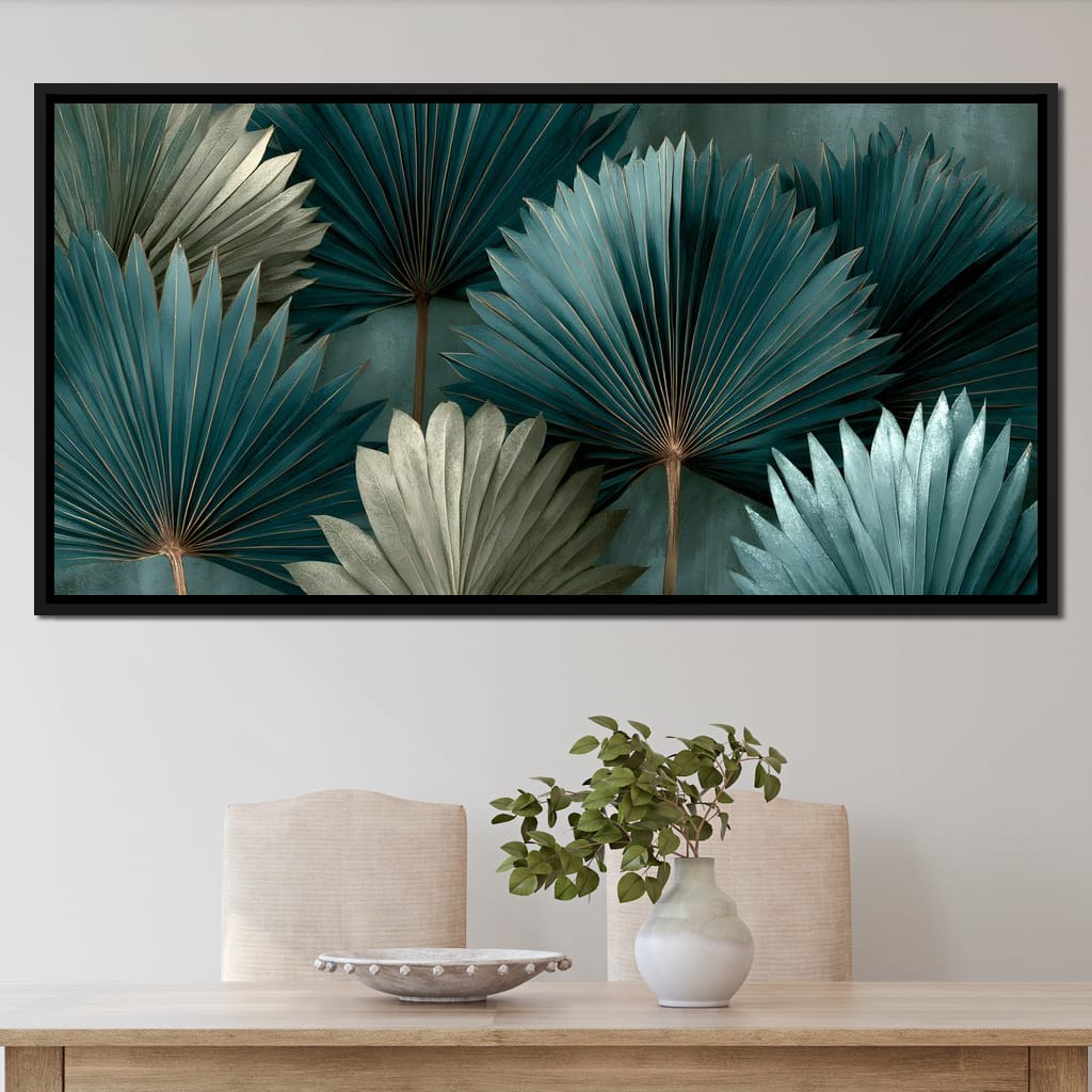 Verdant Palms Held By Time Canvas Wall Art
