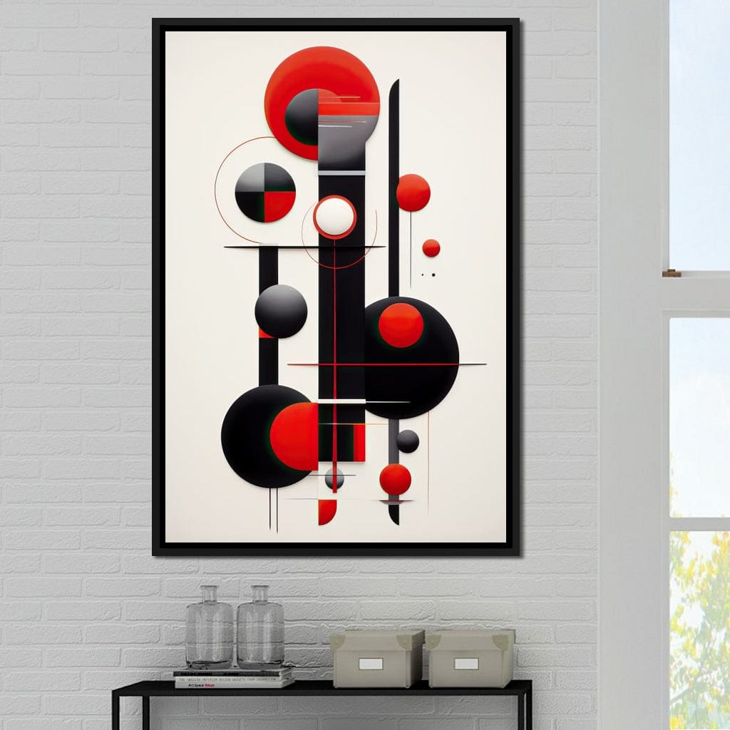 Architectural Symphony in Red and Charcoal Canvas Wall Art