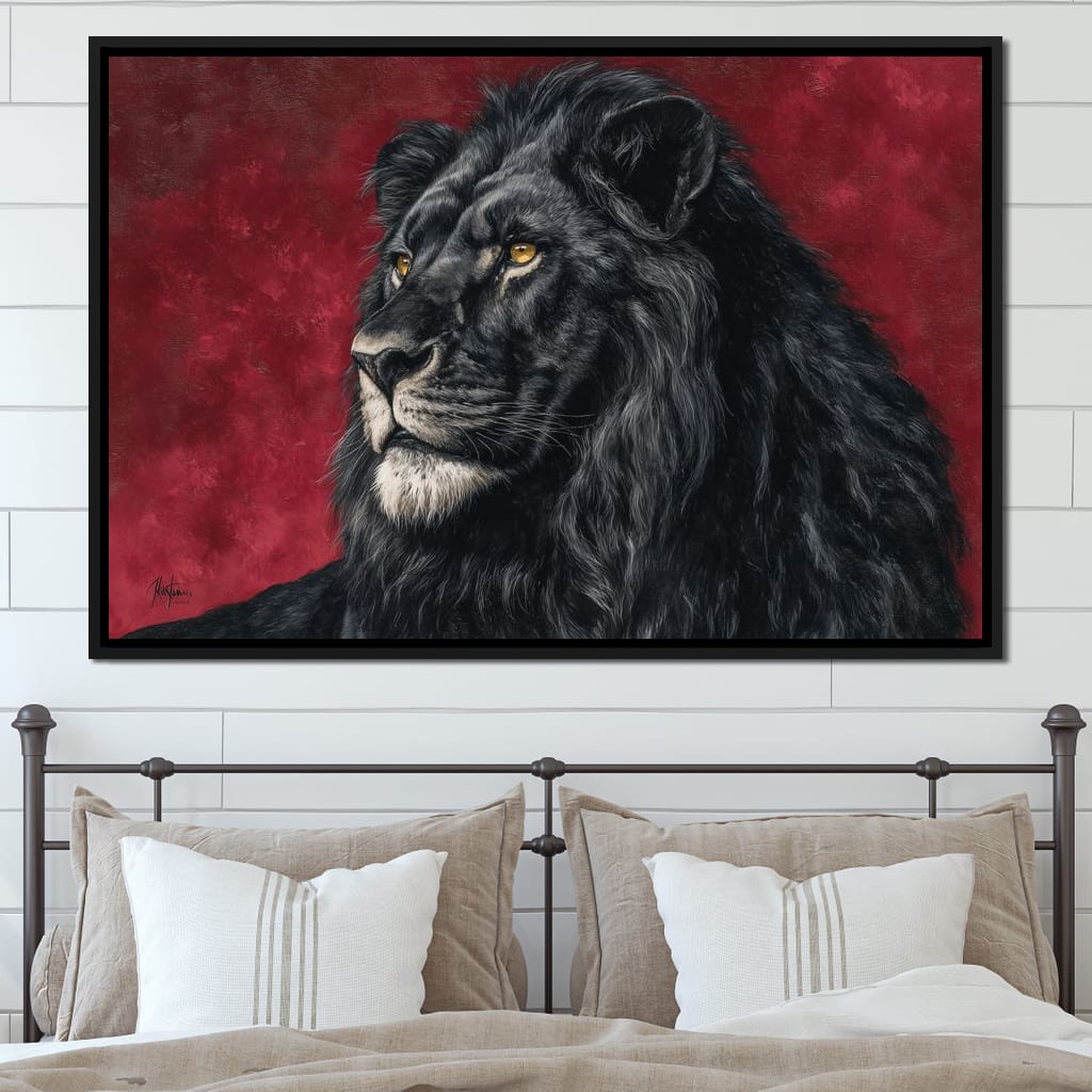 Midnight King Black Lion Portrait Canvas Wall Art