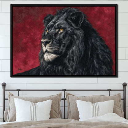 Midnight King Black Lion Portrait Canvas Wall Art