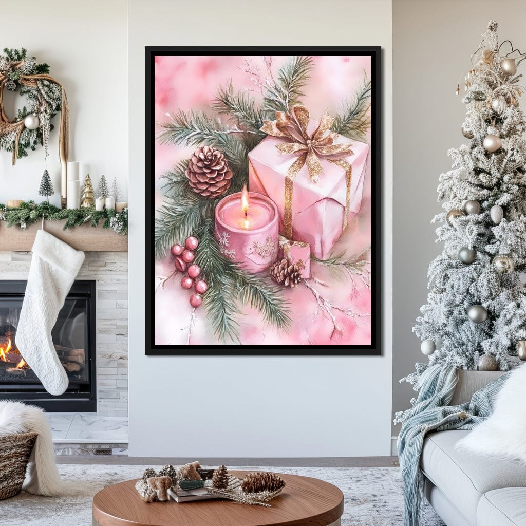 Festive Pine Gift Candle Radiance Canvas Wall Art