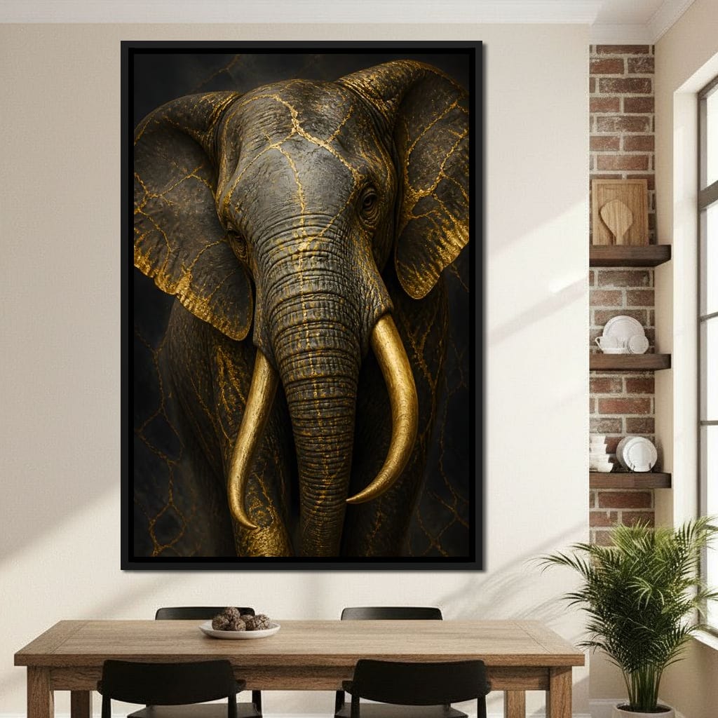 Elephant Gilded Wisdom Canvas Wall Art