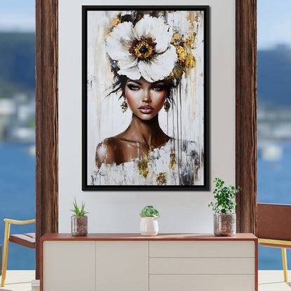 Golden Petal Elegance Canvas Wall Art