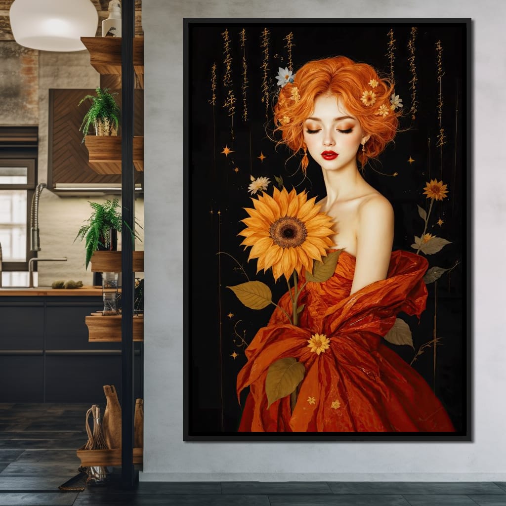 Lady Sunflower Canvas Wall Art