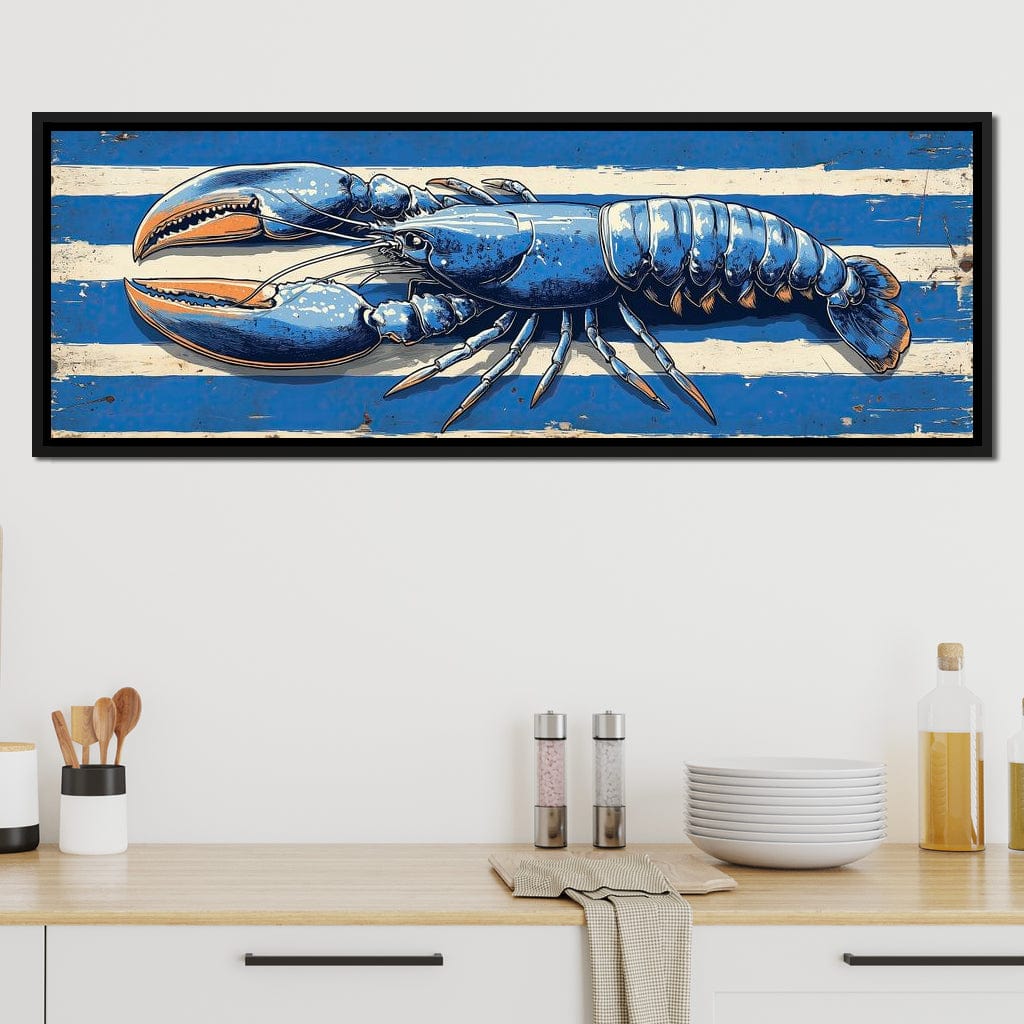 Nautical Blue Lobster Charm Canvas Wall Art