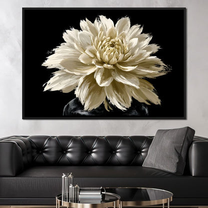 Pale Petals Held Against The Void Canvas Wall Art