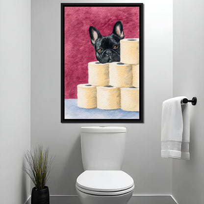 French Bulldog Toilet Roll Sentinel Canvas Wall Art