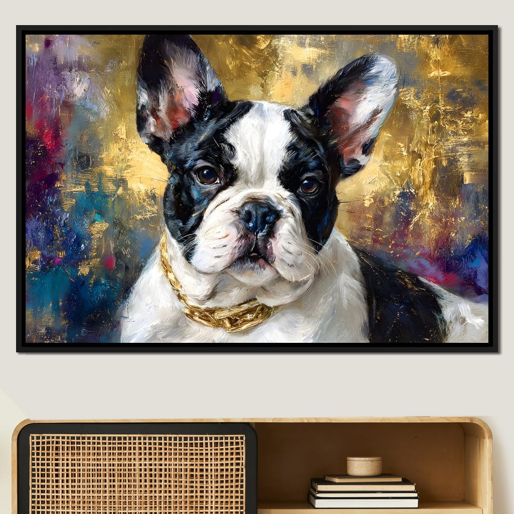 Golden French Bulldog Portrait Canvas Wall Art
