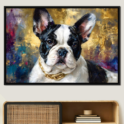 Golden French Bulldog Portrait Canvas Wall Art