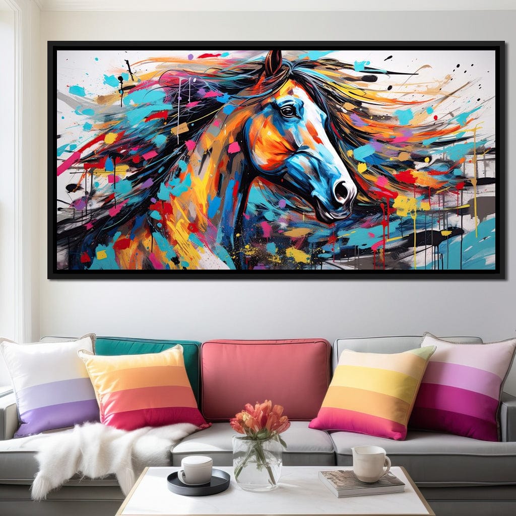 Vibrant Equine Mosaic Canvas Wall Art