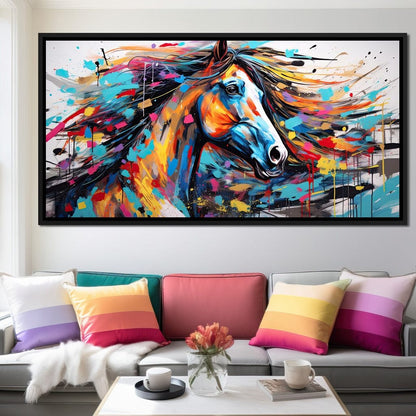 Vibrant Equine Mosaic Canvas Wall Art