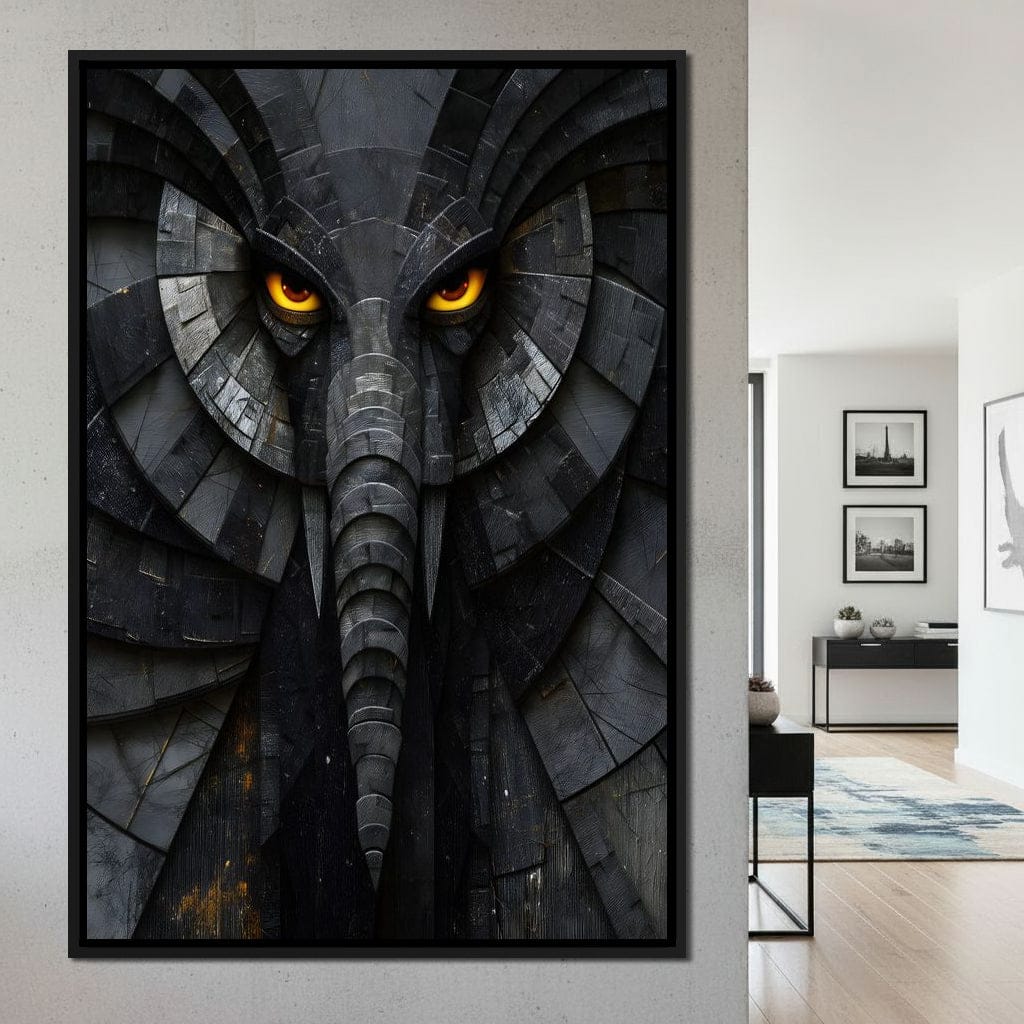 Obsidian Elephant Guardian Canvas Wall Art