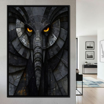 Obsidian Elephant Guardian Canvas Wall Art