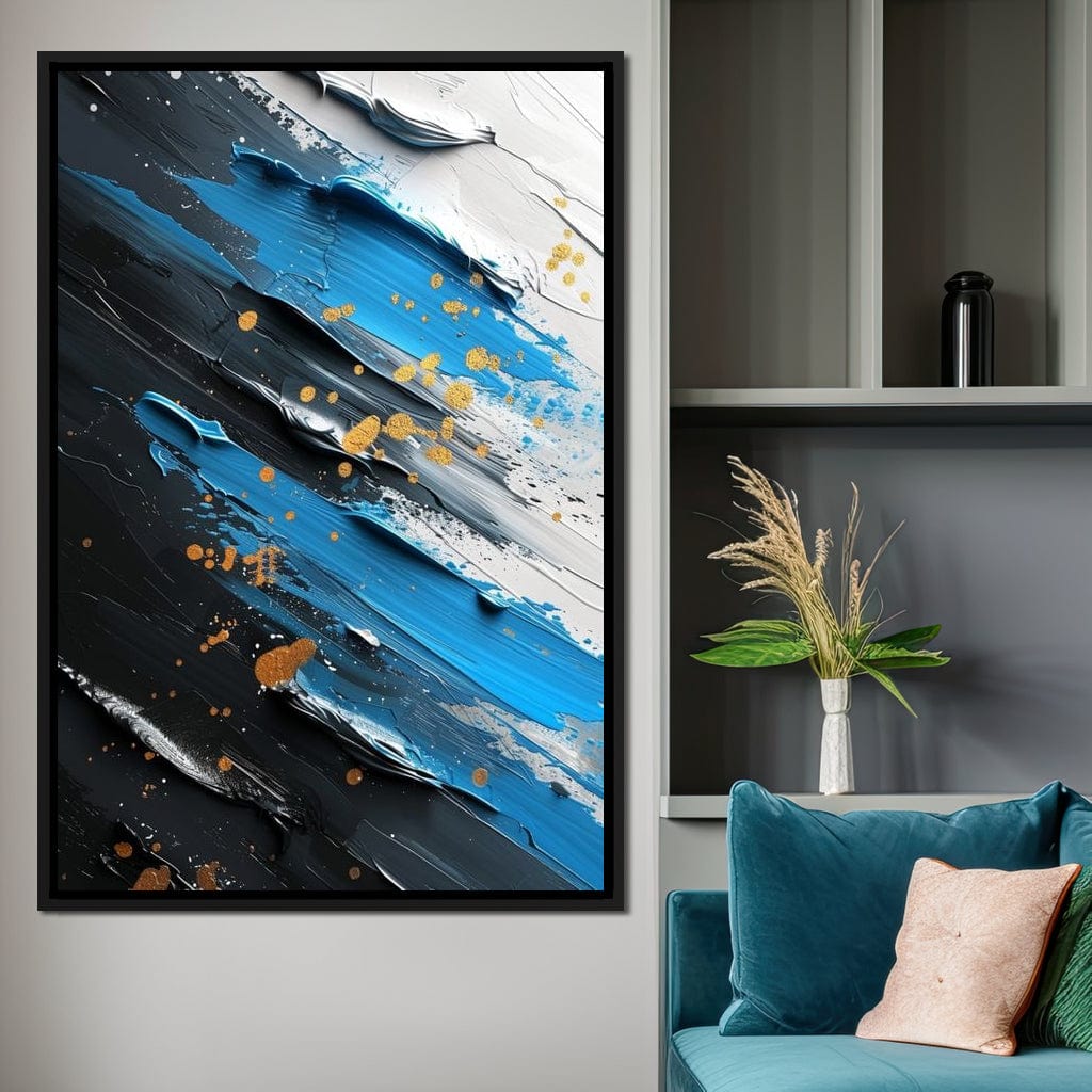 Sapphire Strokes Gold Specks 2 Canvas Wall Art