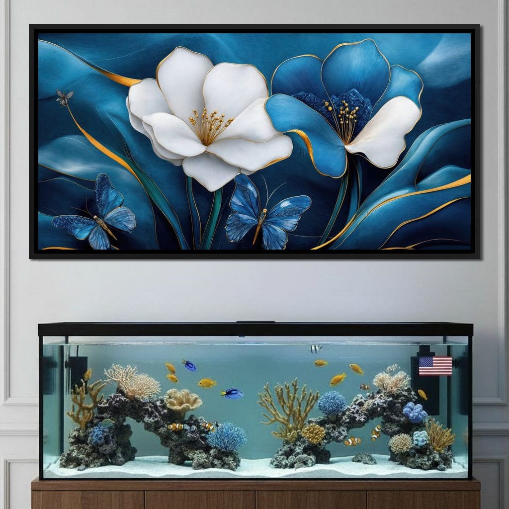 Blue Symphony of Flowers Canvas Wall Art