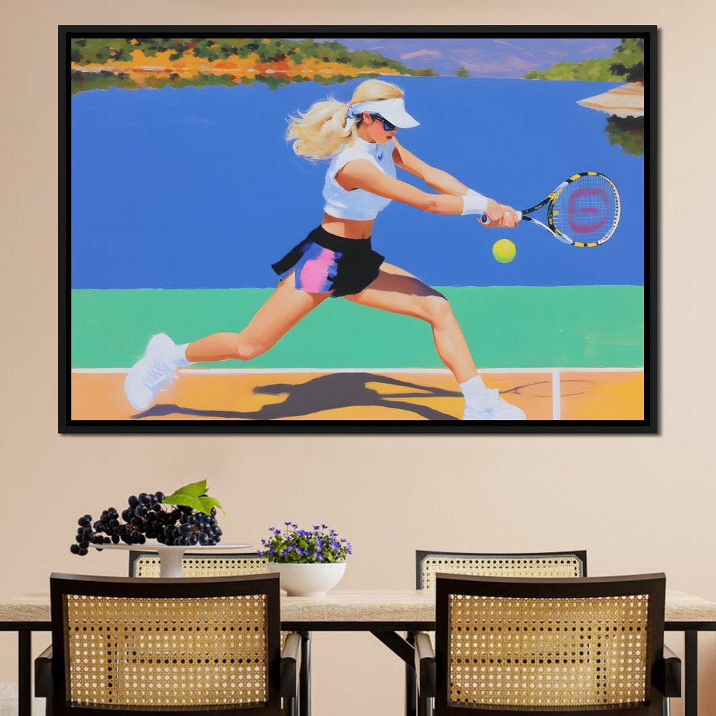 Summer Lakecourt Tennis Rally Canvas Wall Art