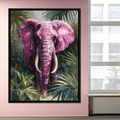 Magenta Elephant Jungle Glory Canvas Wall Art