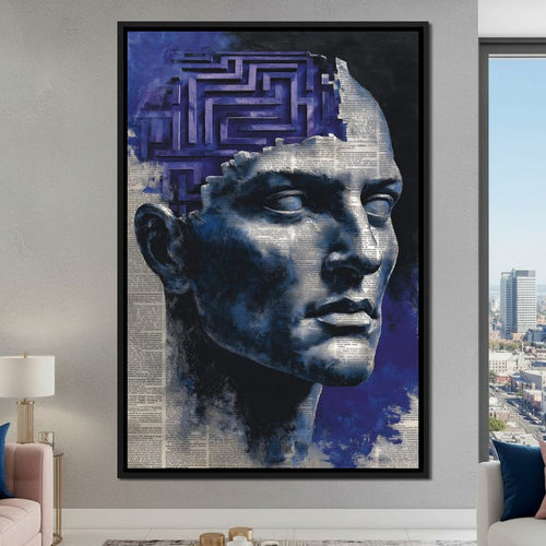 Cobalt Labyrinth Mindscape Canvas Wall Art
