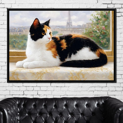 Parisian Feline Afternoon Canvas Wall Art