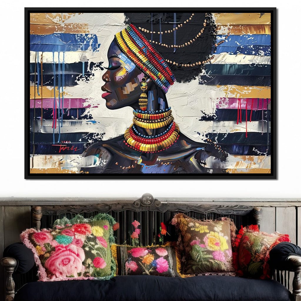 African Elegance in Ochre Gold Canvas Wall Art