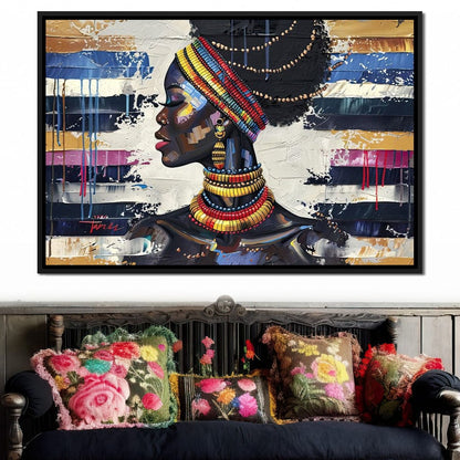 African Elegance in Ochre Gold Canvas Wall Art