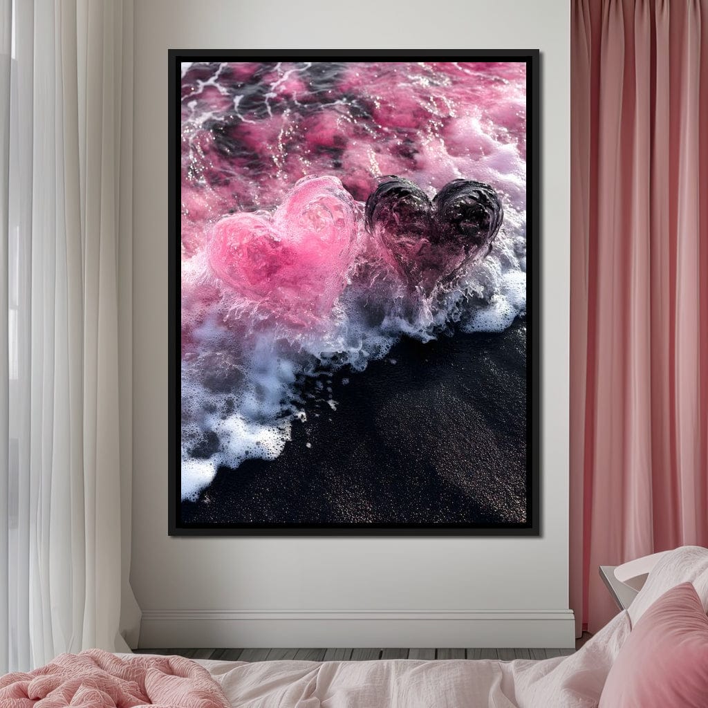 Rose Quartz Hearts Tide Canvas Wall Art