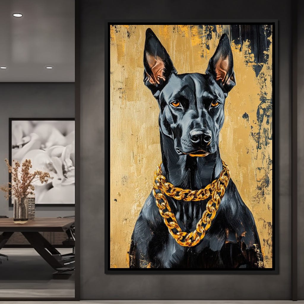 Bold Dog in Gold Canvas Wall Art