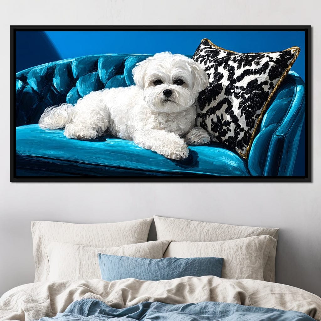 Plush Paws on Teal Dreams Canvas Wall Art