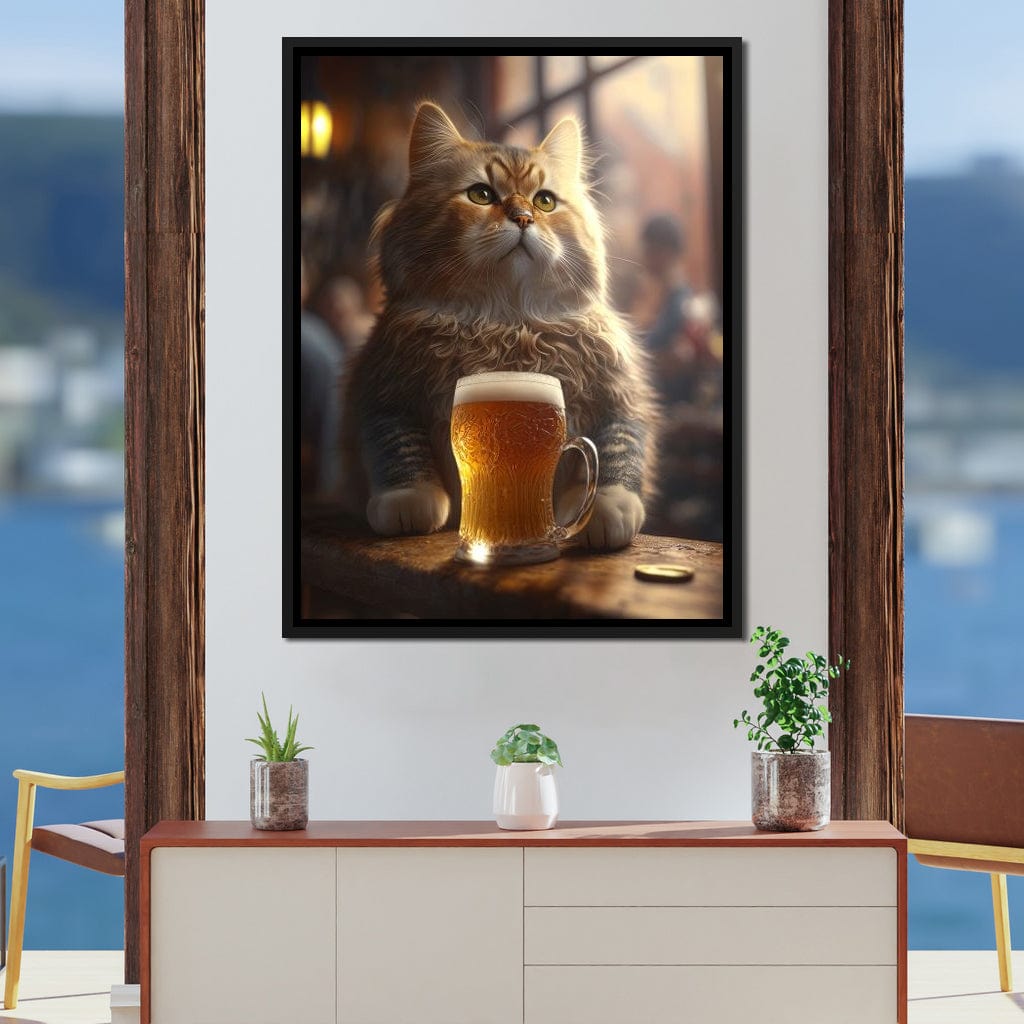 Cat Beer Canvas Wall Art