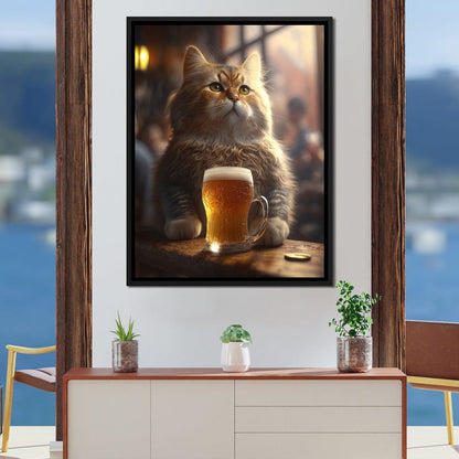Cat Beer Canvas Wall Art
