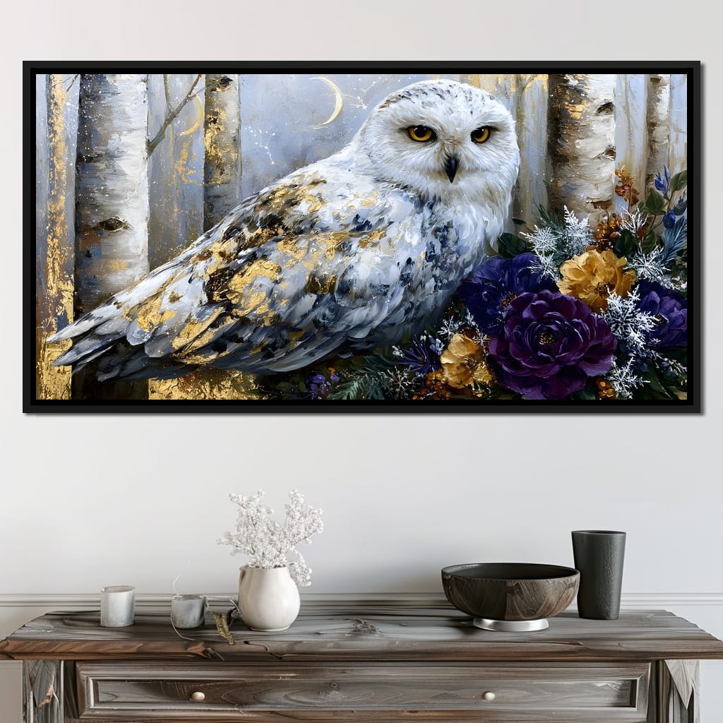 Silent Watcher Among Golden Birch Canvas Wall Art