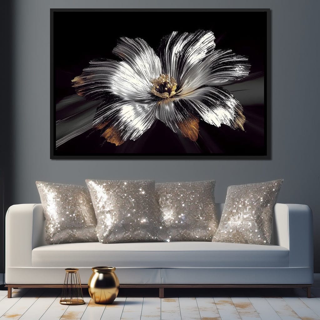 Silver Harvest Petals Radiance Canvas Wall Art