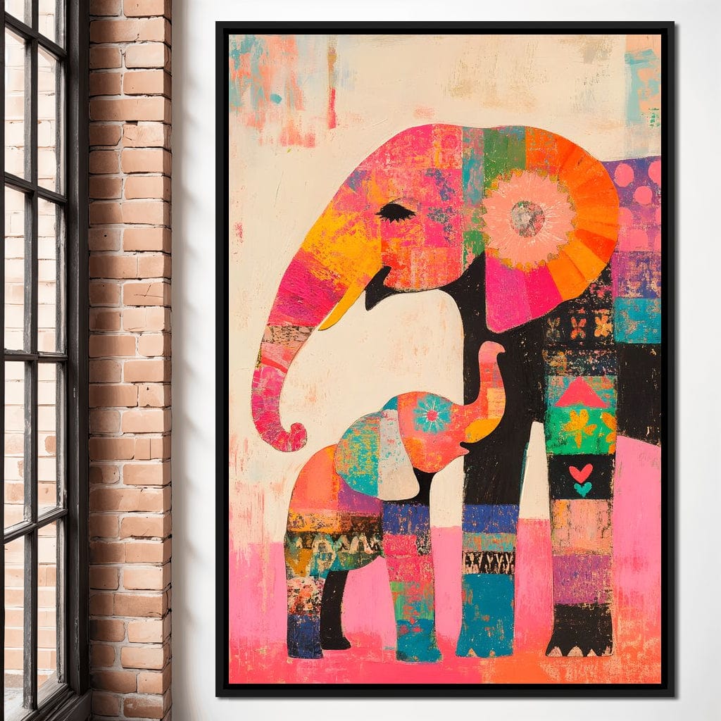 Elephant Patchwork Dreams Canvas Wall Art