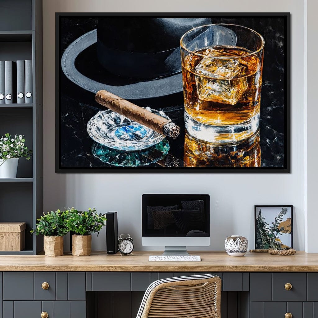 Whiskey Night Silhouette Canvas Wall Art