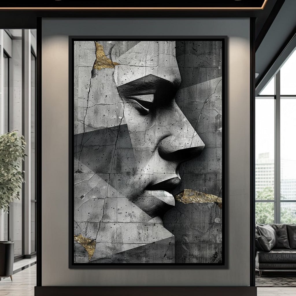 Monochrome Geometric Visage Canvas Wall Art