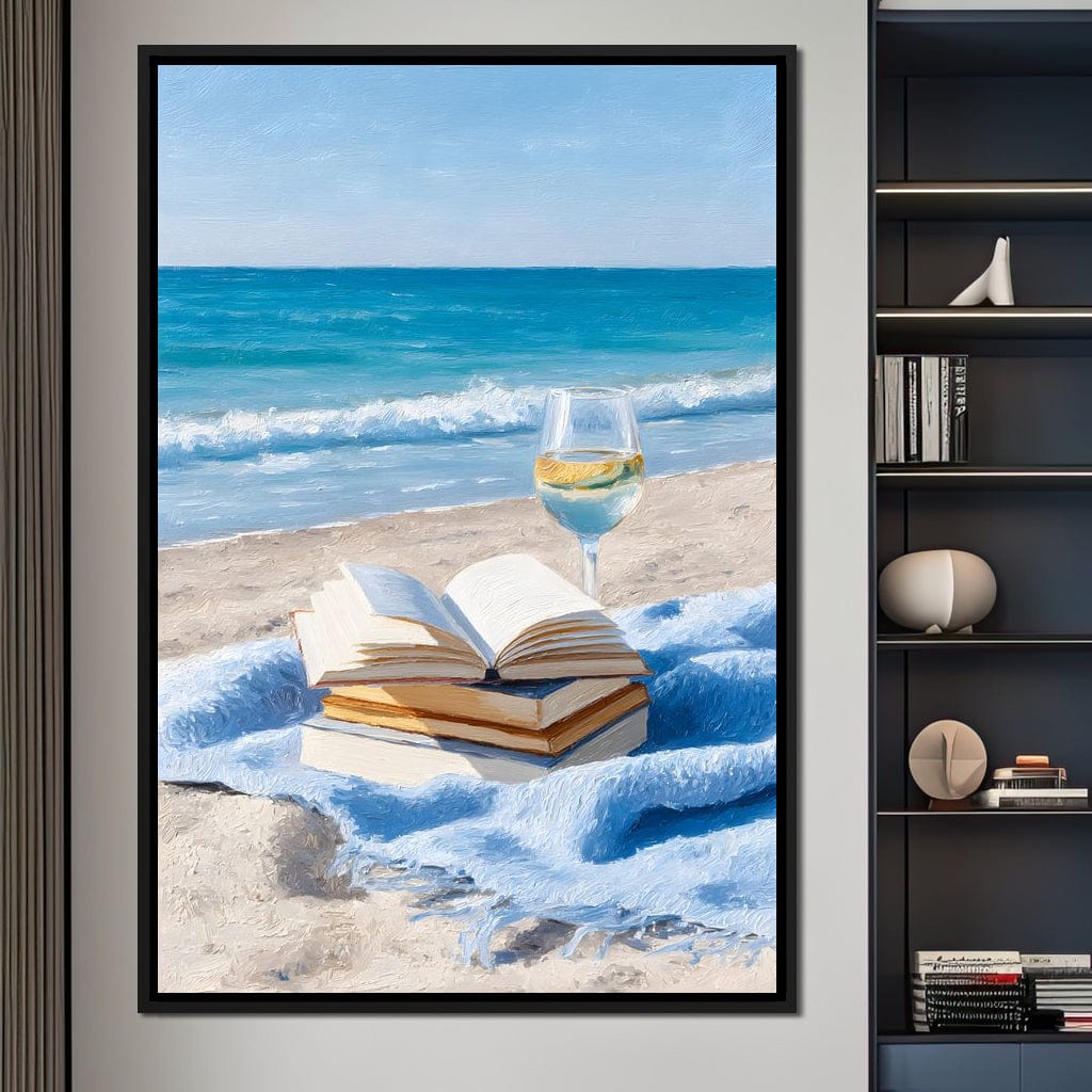 Seaside Pages and Chardonnay Bliss Canvas Wall Art