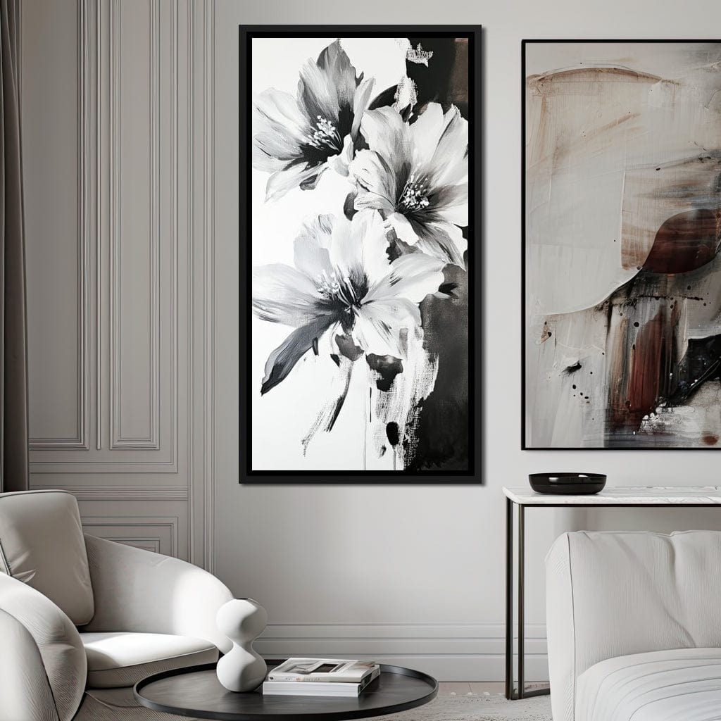 Monochrome Flora Harmony Canvas Wall Art
