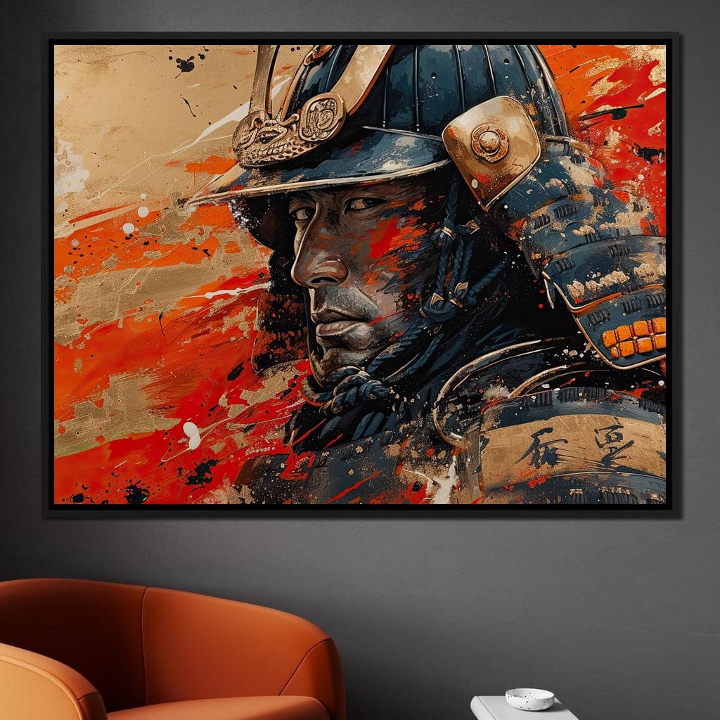 Samurai Solitude in Battle Canvas Wall Art