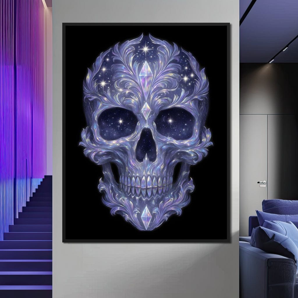 Galactic Crystal Skull Nebula Canvas Wall Art