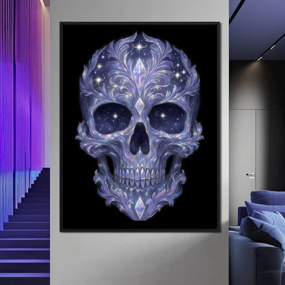 Galactic Crystal Skull Nebula Canvas Wall Art
