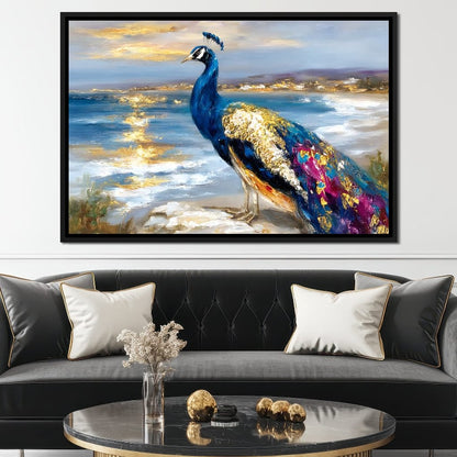 Gilded Peacock Shorelight Canvas Wall Art