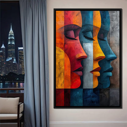 Chromatic Contours Converge Canvas Wall Art