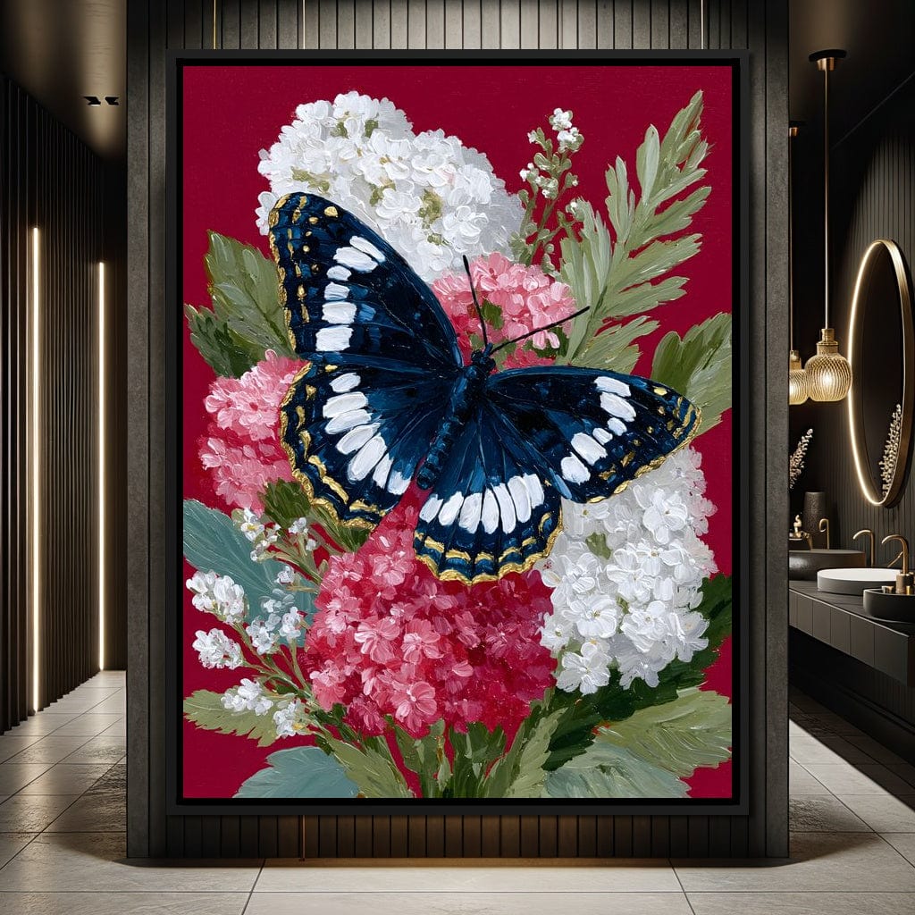 Midnight Butterfly Garden Bouquet Canvas Wall Art
