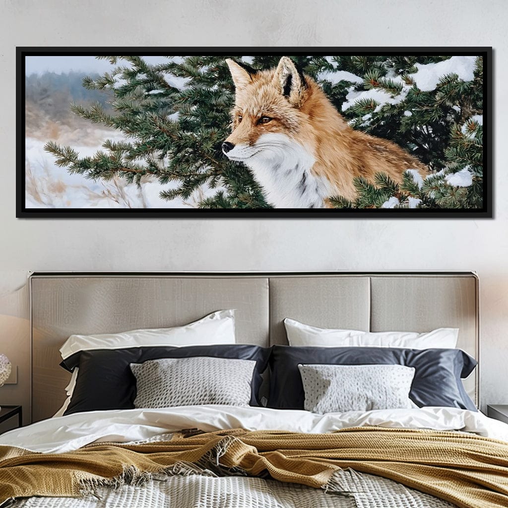 Winter Red Fox Pine Watcher Canvas Wall Art