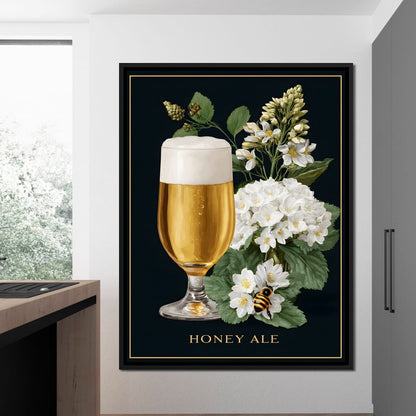 Golden Honey Ale Botanical Noir Canvas Wall Art