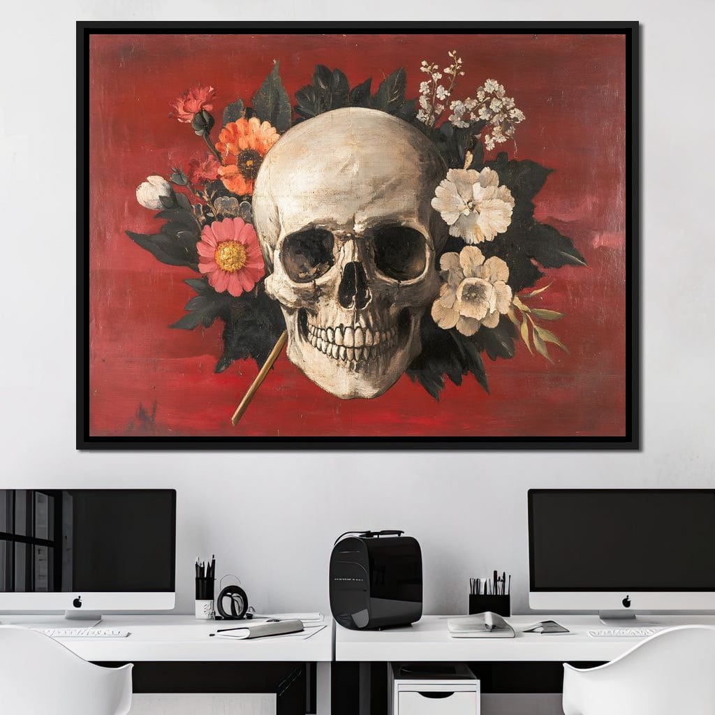 Skull and Floral Reverie Canvas Wall Art
