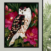 Owl Garden Bloom Portrait Canvas Wall Art