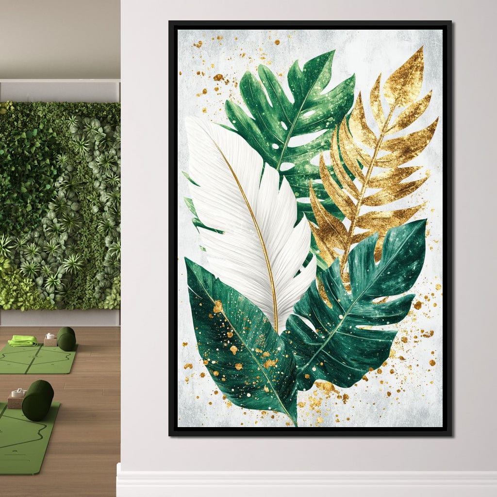 Golden Leaf Rhythm in Nature Canvas Wall Art