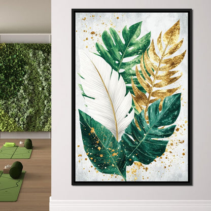 Golden Leaf Rhythm in Nature Canvas Wall Art