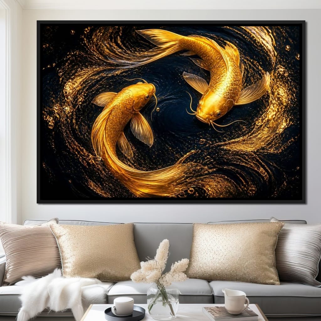Koi Gold Current Canvas Wall Art